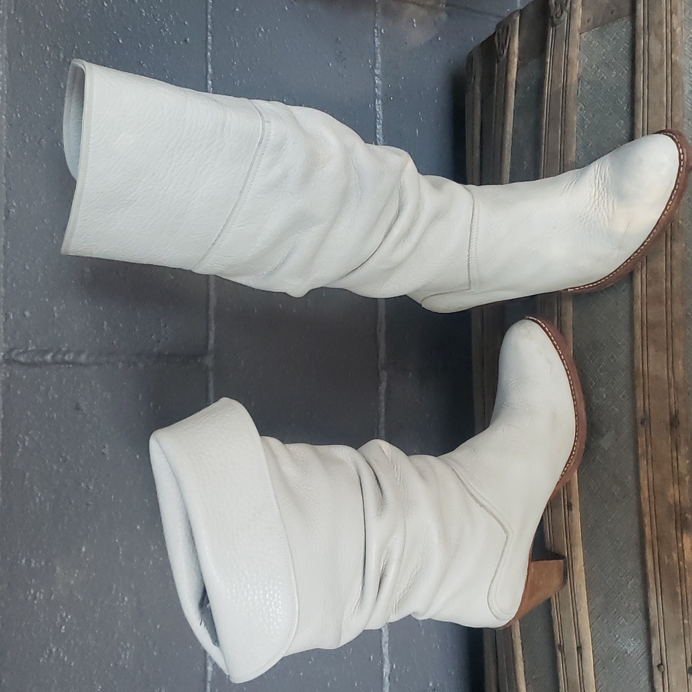 90's Ivory Frye Slouchy Roll-top boots Size 6M